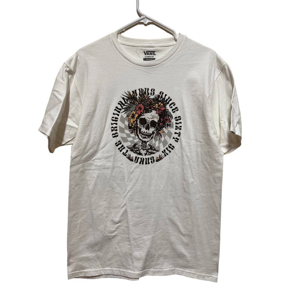 Vans Classic Fit skeleton floral crown T Shirt Size Medium - new without tag